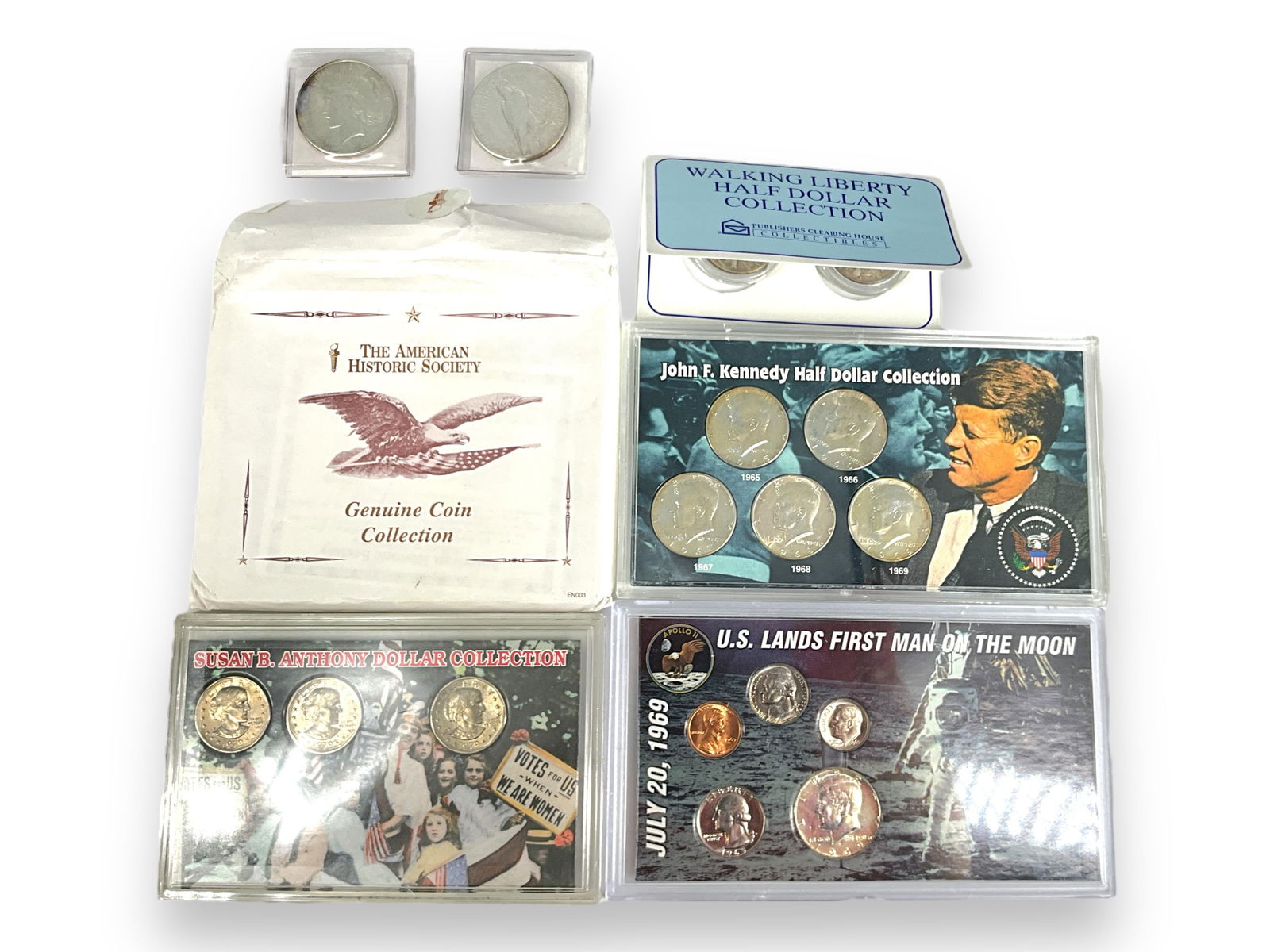 Four U.S. Mint Coin Collections - Two Liberty Dollars and Two 1940's Half-Dollars (1 of 11)