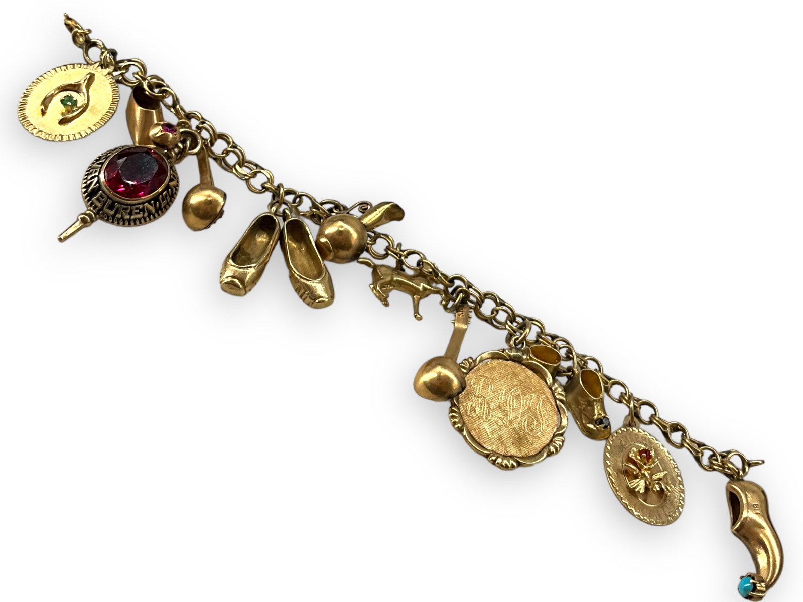 Vintage Gold Charm Bracelet Filled w/Charms (1 of 4)