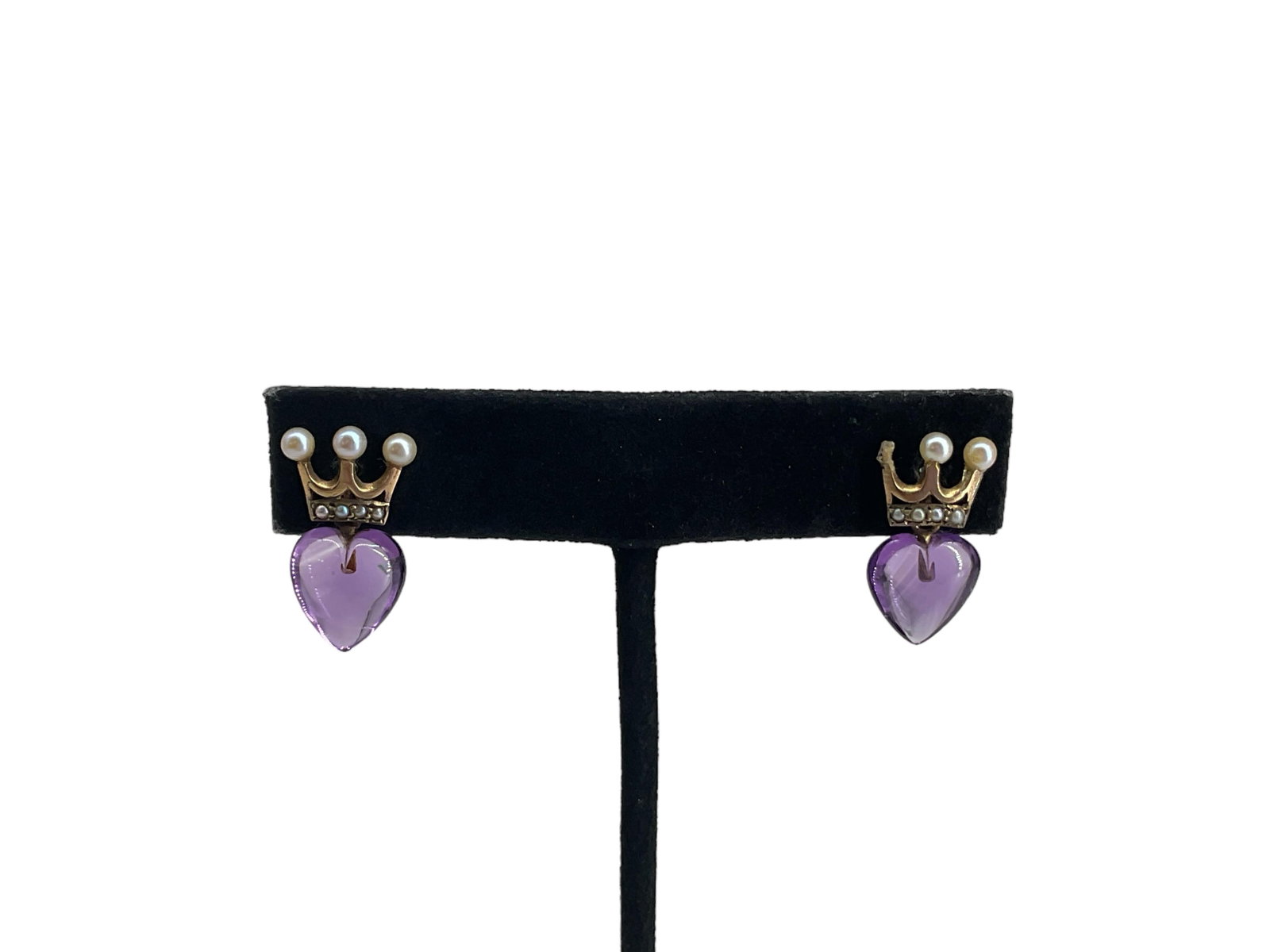 Vintage 10kt Gold and Amethyst Stone Dangle Earrings (1 of 5)