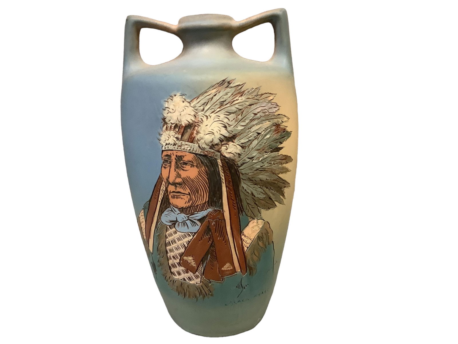 Weller Dickens Ware Signed Vase 10.25"H with a 1.5" opening (1 of 6)