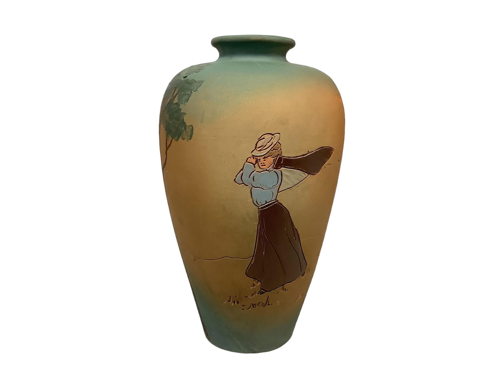 Dickens Ware by Weller Vase with Female Golfer 7.5" tall (1 of 7)
