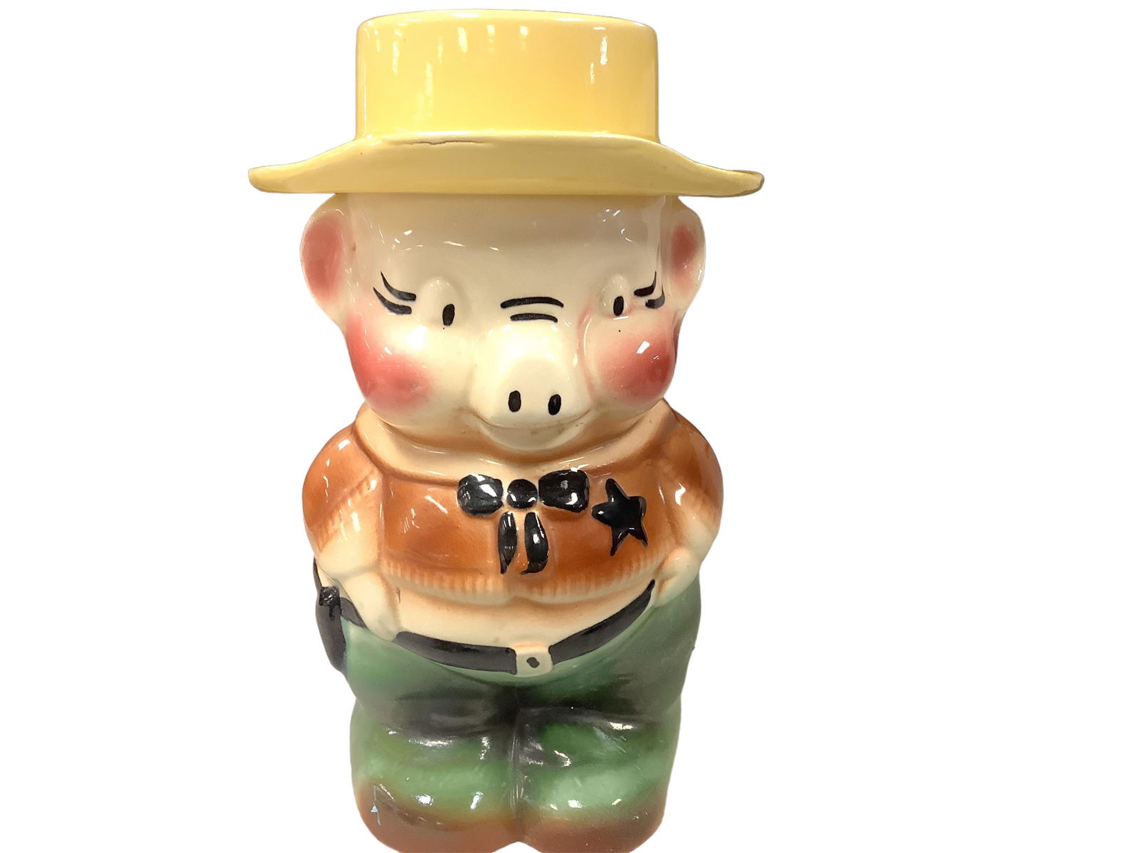 Robinson Ransbottom Pottery Co. Sheriff Pig Cookie Jar (1 of 6)