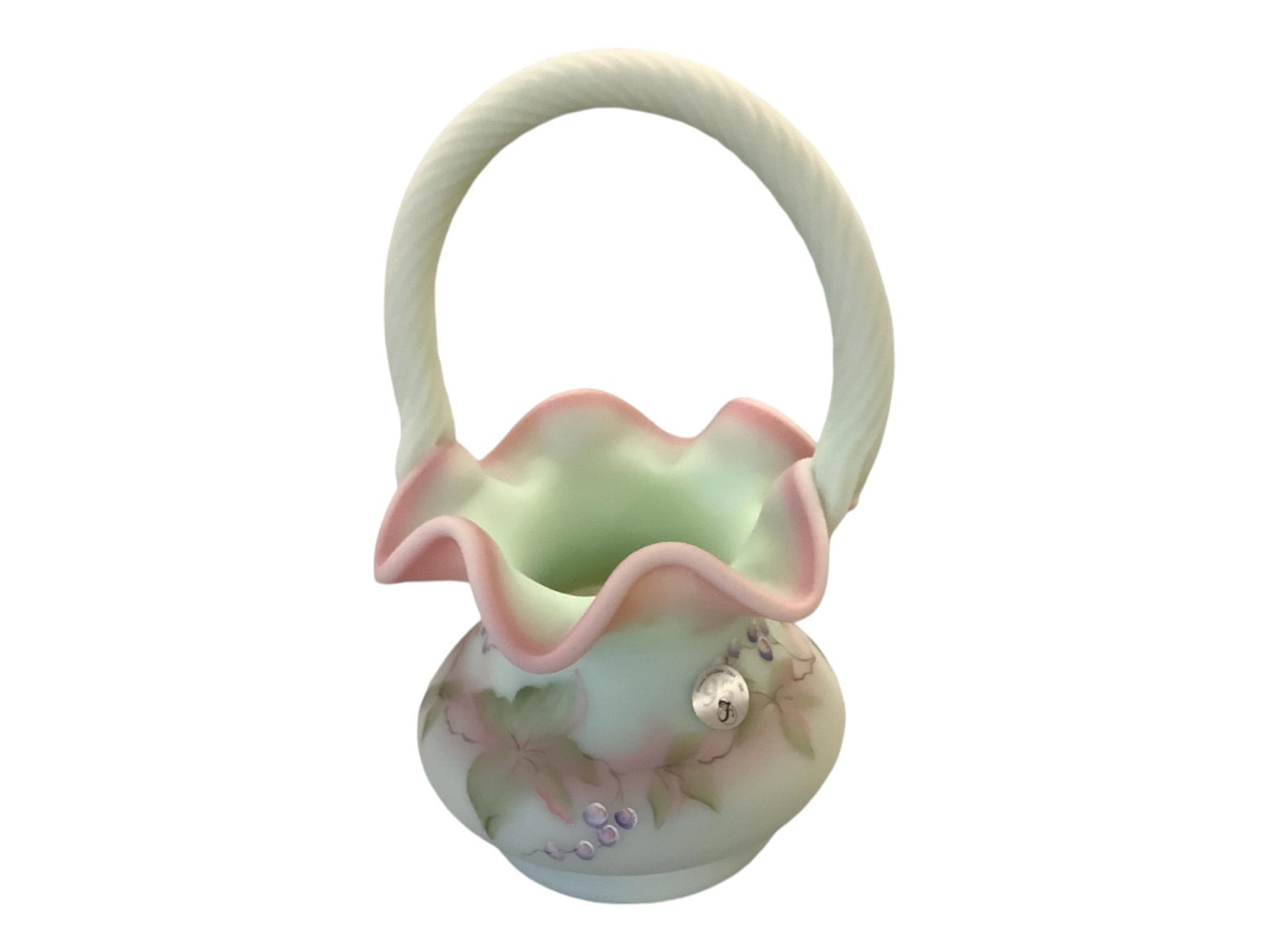 Fenton Green Basket 8 in. (20.3 cm.): Fenton Green Basket 2735 VF with original box 8 in. (20.3 cm.)