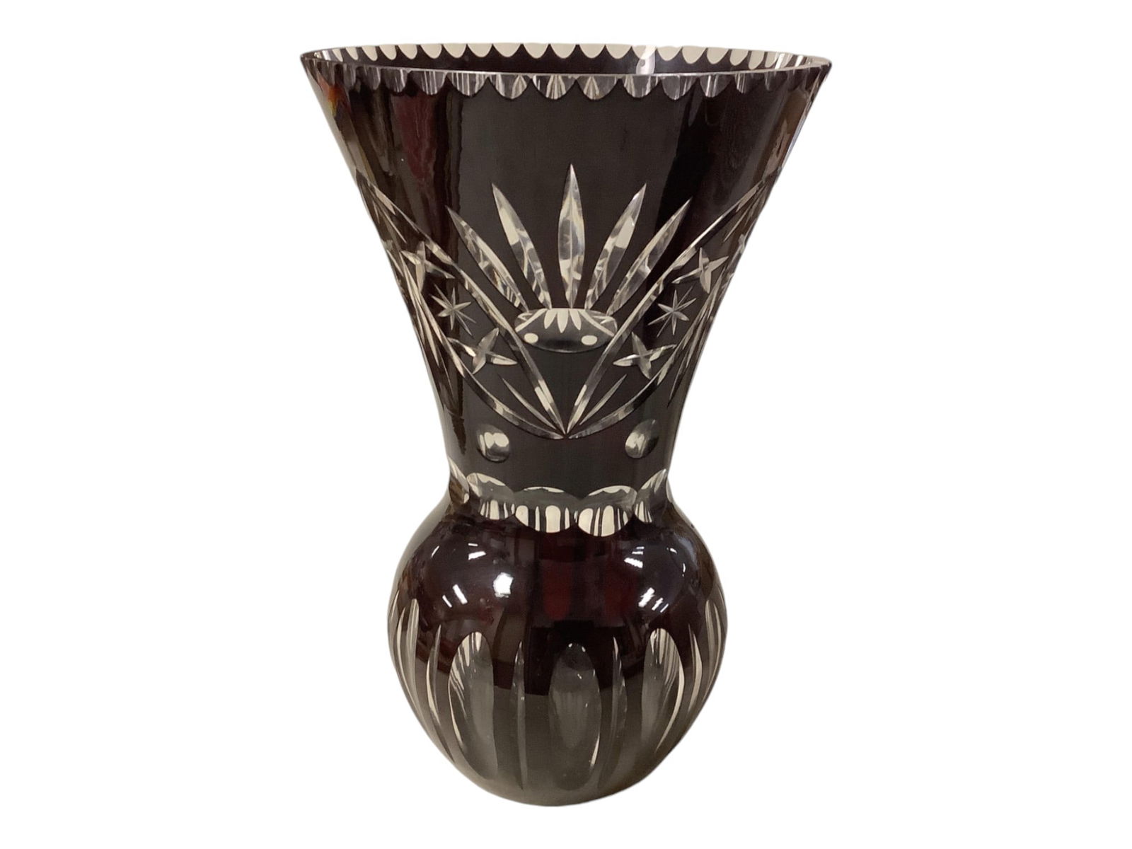 14" Deep Ruby Red Cut to Clear Vase 3/10th inch flake (1 of 5)