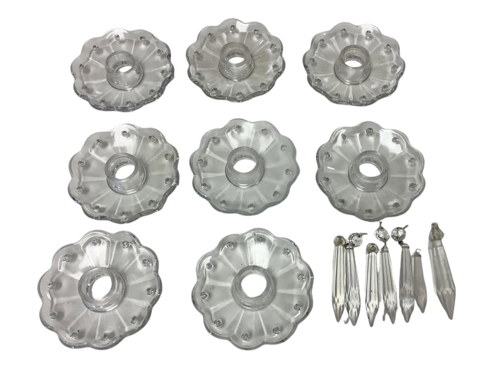 (8) Clear Glass Candle Bobeches with 7 Prisms (1 of 4)