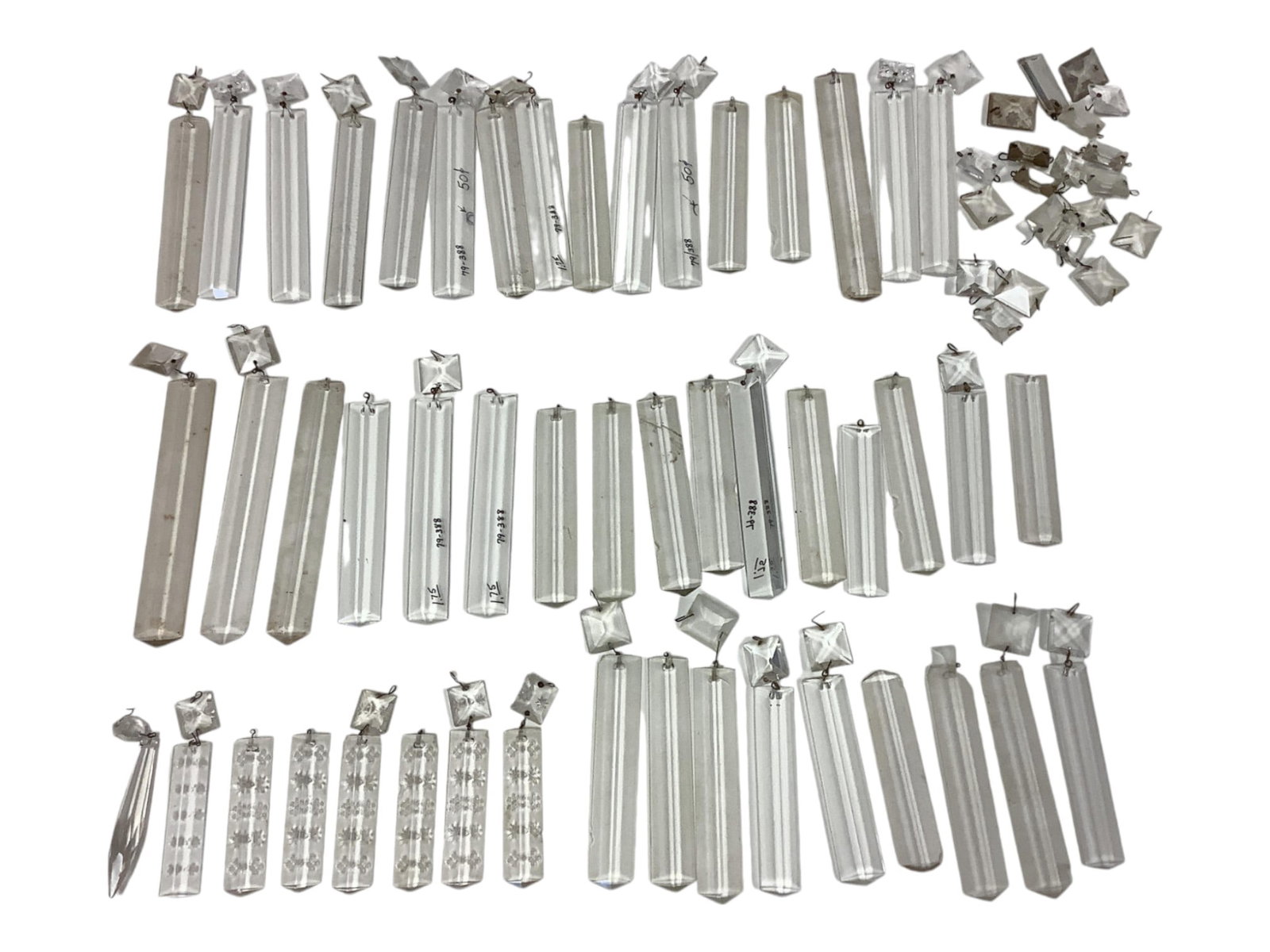 Crystal/Glass Prisms and Pieces: Crystal/Glass Prisms and Pieces Various sizes and styles, up to 6" long