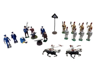 (19) Lead and Metal Knights and Other Small Figures