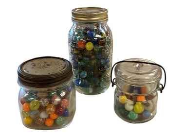 (3) Jars of Machine Marbles