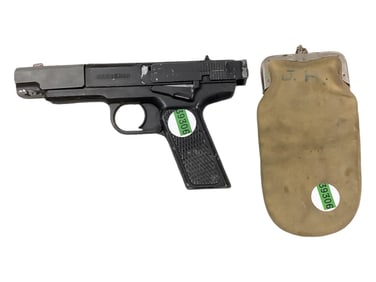 Marksman Air Pistol by Morton Harris and Vintage Leather Change Purse 8.75"L x 5"H