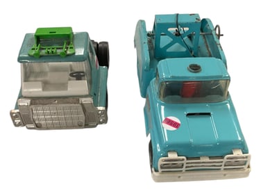 (2) Vintage Buddy L Press Metal Trucks and Sears Cab Truck