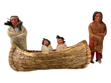 American Indian Canoe and (4) Skookum Dolls