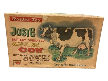 Rosco Battery Operated Josie the Cow in Original Box 8 1/2" H at shoulder x 13" L