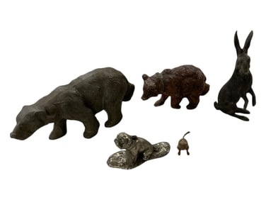 (5) Metal Animal Figurines.