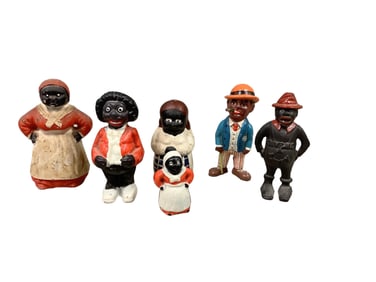 (6) Vintage Cast Iron Black Americana Banks