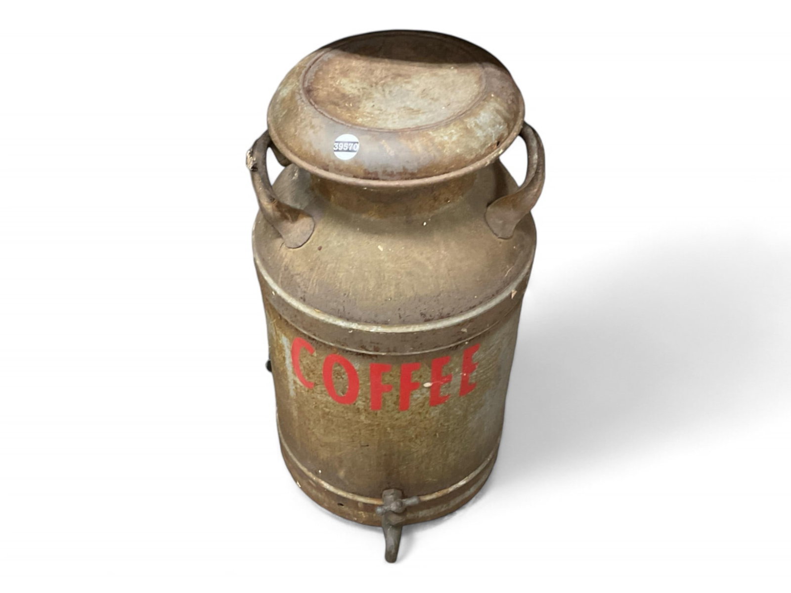 Milk Can Made into a Coffee Dispenser.: Milk Can Made into a Coffee Dispenser. Wear worn
