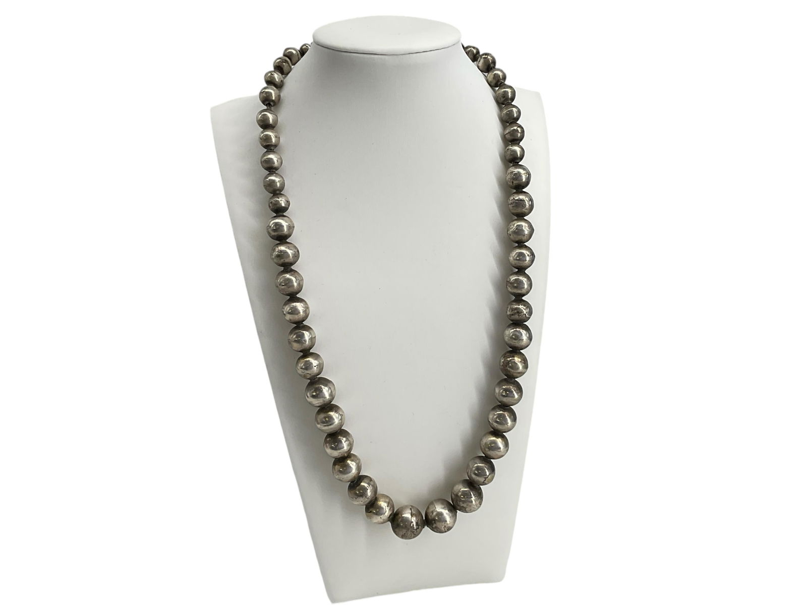 Vintage Silver Navajo Bead Necklace (1 of 5)