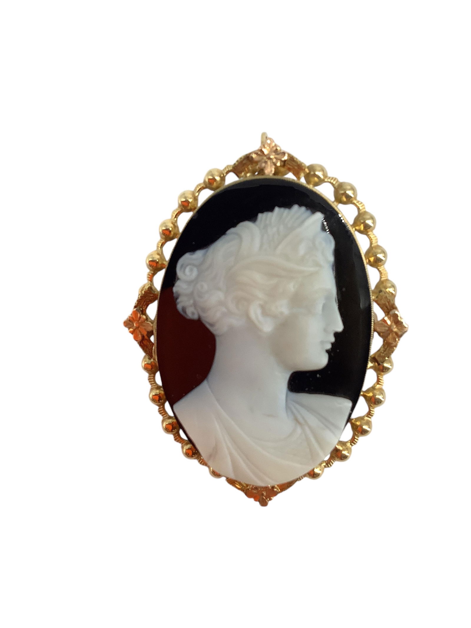 Gorgeous Vintage Hardstone Cameo Pin/Pendant in Black and White Coloring (1 of 6)