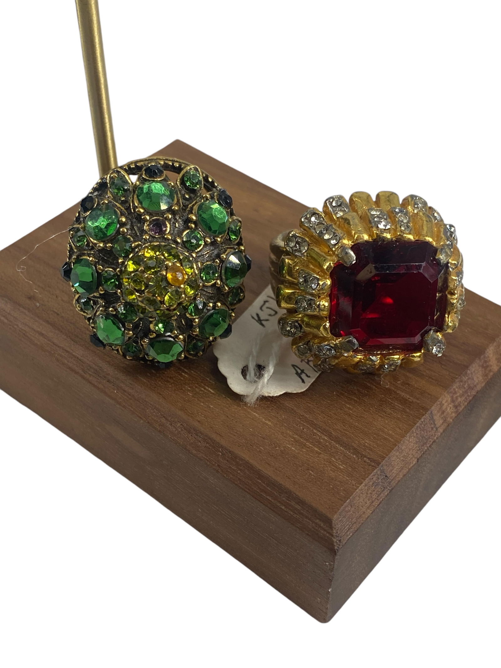 Hollycraft Gold-Tone Fashion Ring & Signed "Kenneth Jay Lane" Red-Stone Ring (1 of 7)