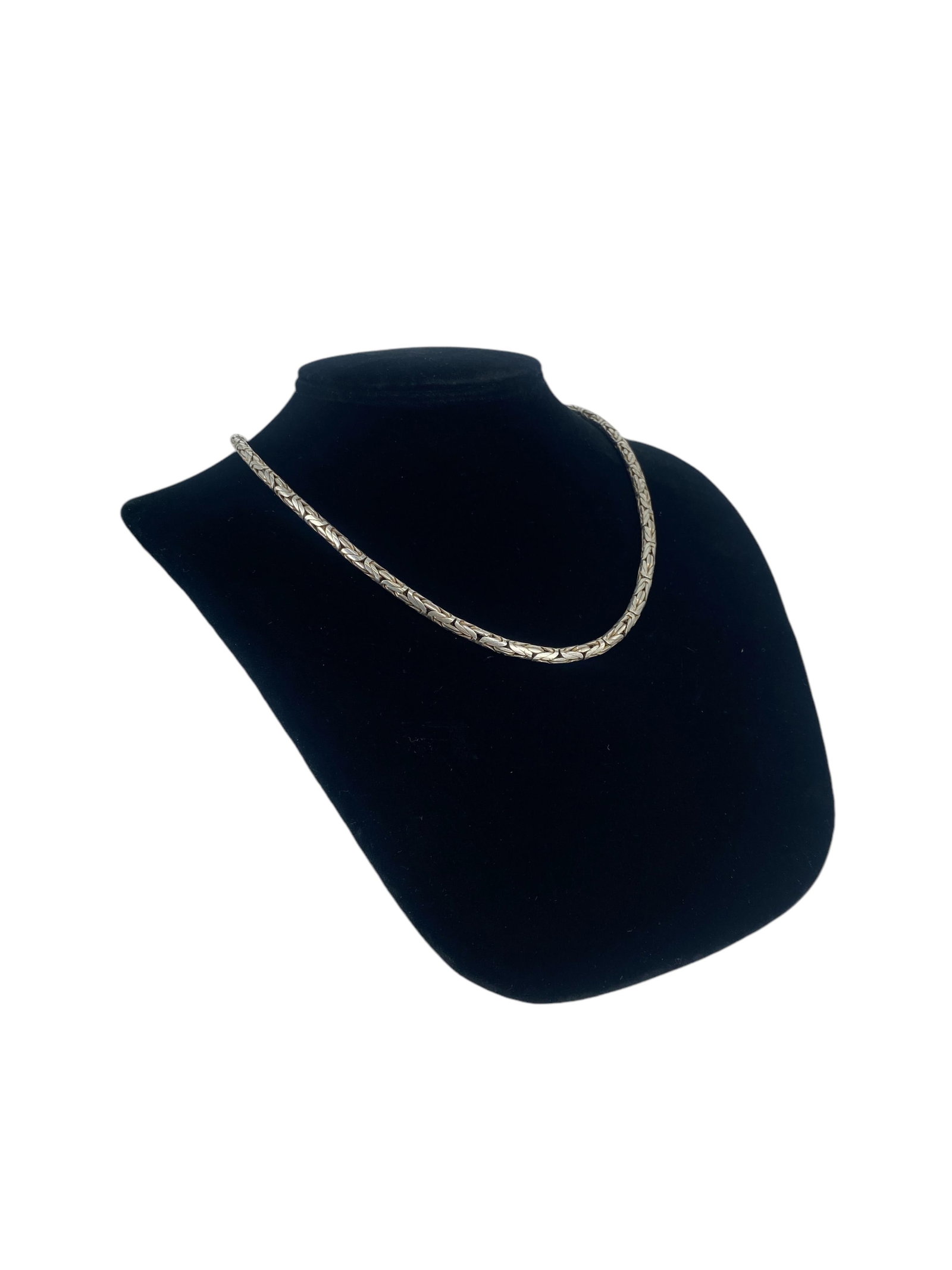 Heavy Silver Byzantine Chain: Heavy Silver Byzantine Chain Attractive byzantine chain is approx 20" long, is hallmarked "925" and tests silver, features a hook closure and weighs 50.36 grams.