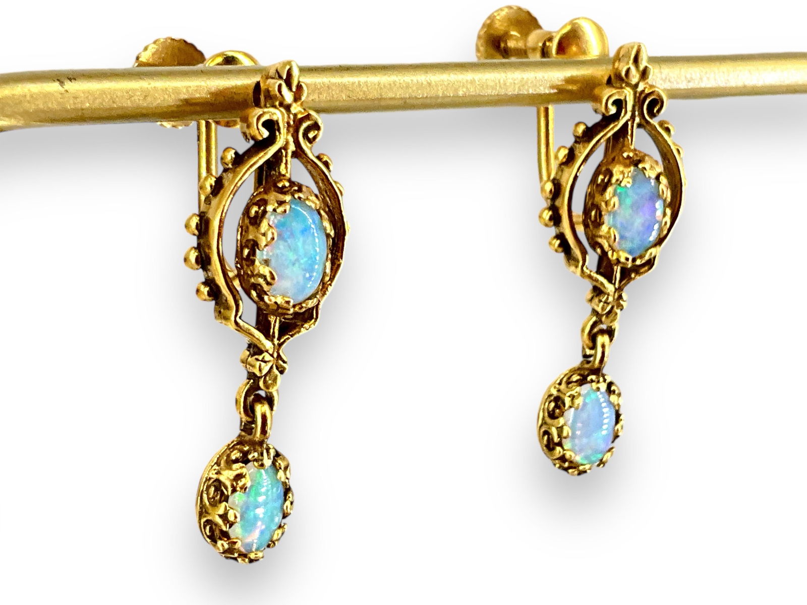 Tested 14k Vintage Gold and Opal Earrings (1 of 6)