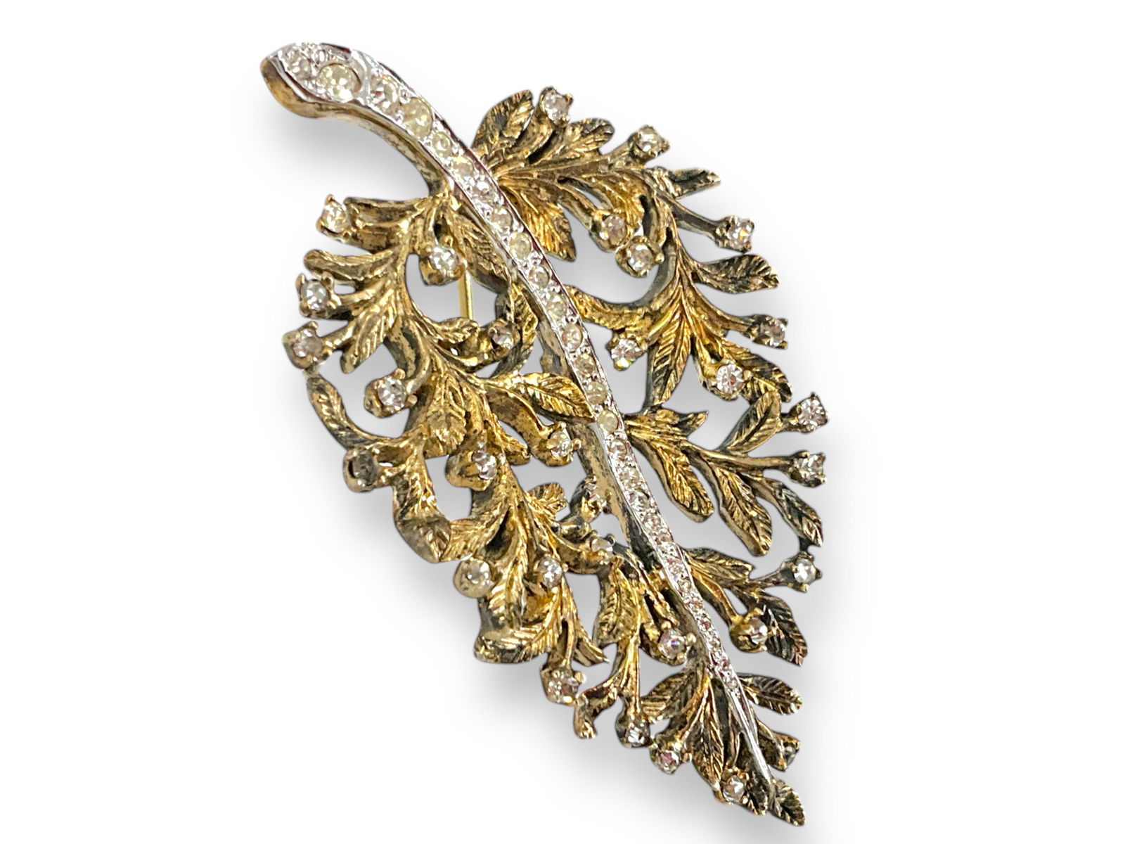 Signed "Nettie Rosenstein Sterling" Vintage Leaf Brooch (1 of 5)