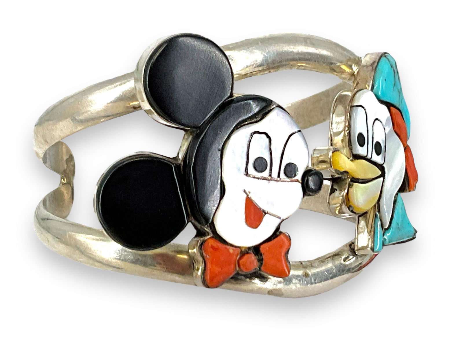 Rare Artist Signed Sterling Silver Southwestern Cuff With Disney Motif (1 of 5)