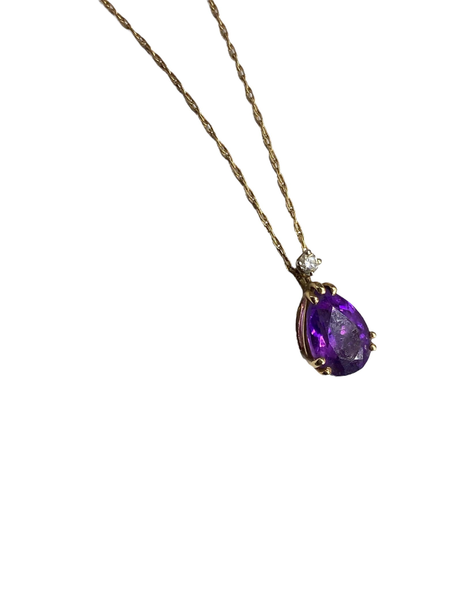 14kt Gold Necklace with Amethyst Slide Pendant (1 of 7)