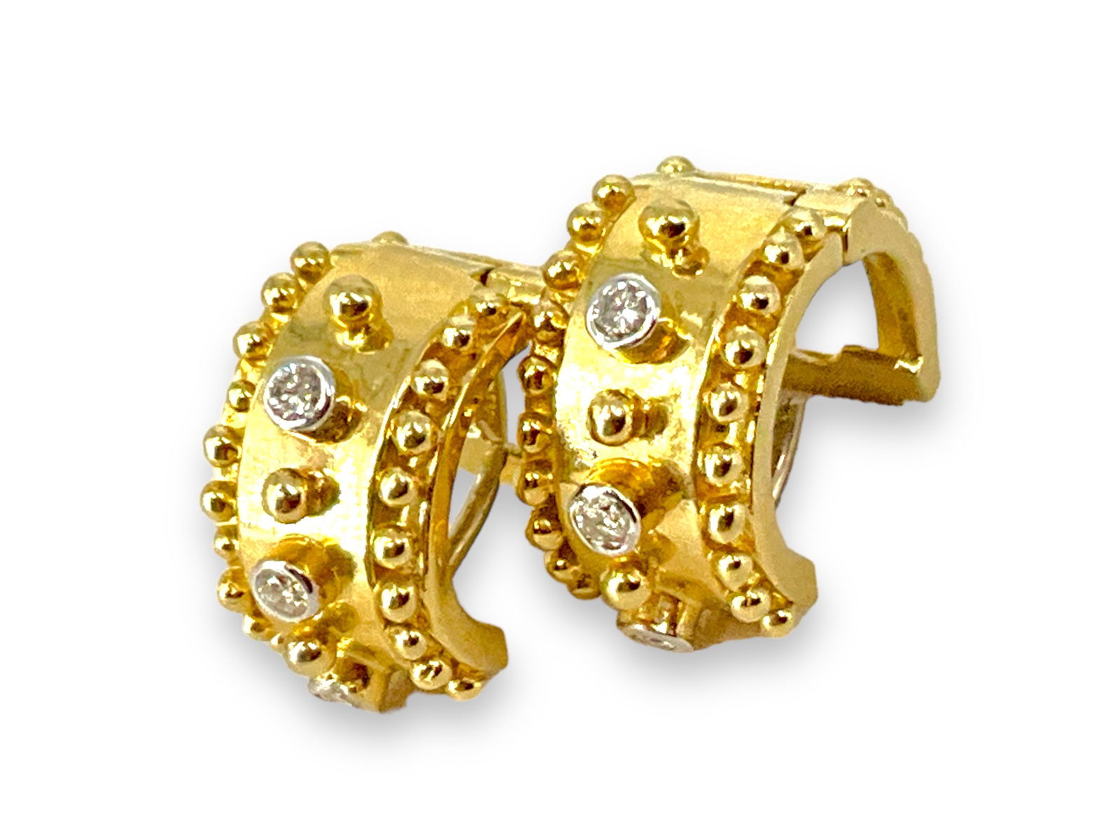 Sleek 14kt Yellow Gold Diamond Hoops (1 of 4)