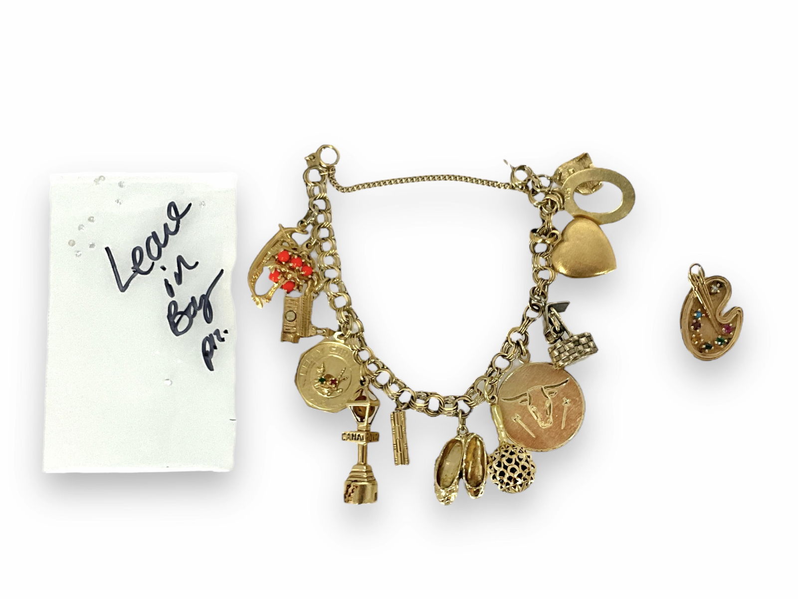 Vintage Charm Bracelet, One Loose Charm and (11) Loose Stones (1 of 12)
