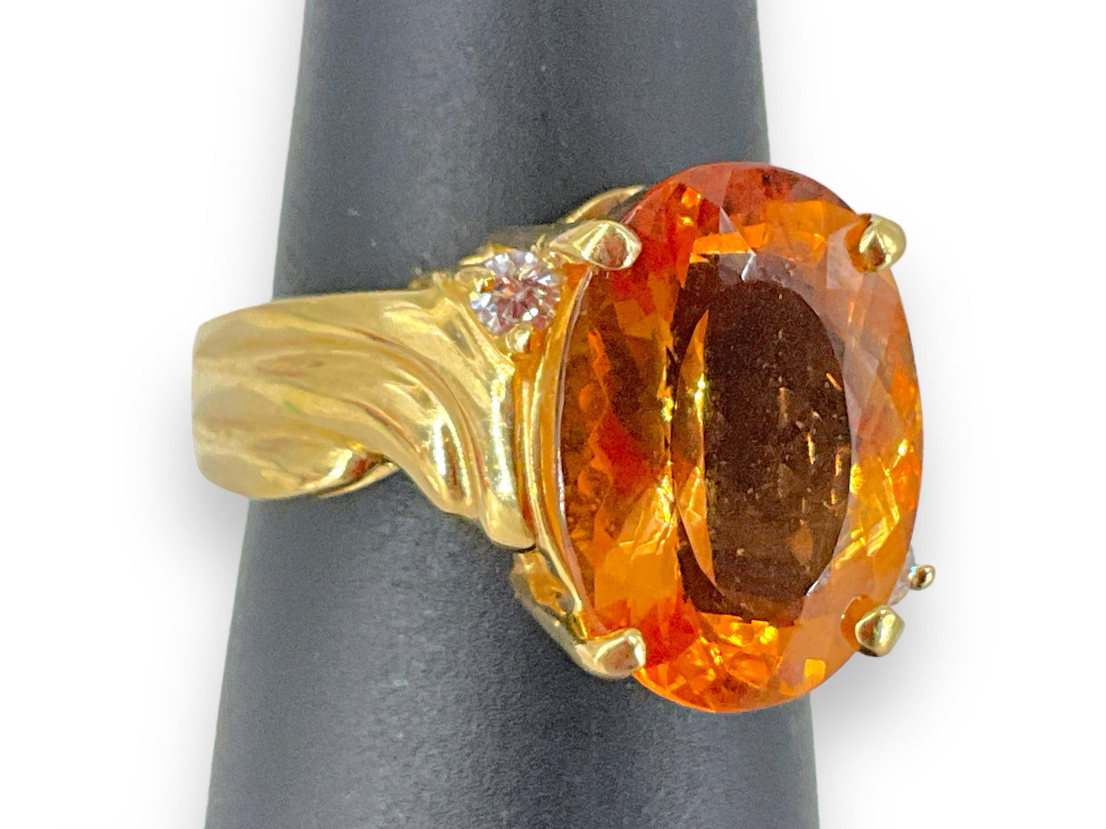 14kt Yellow Gold and Citrine Dinner Ring with Diamonds (1 of 5)