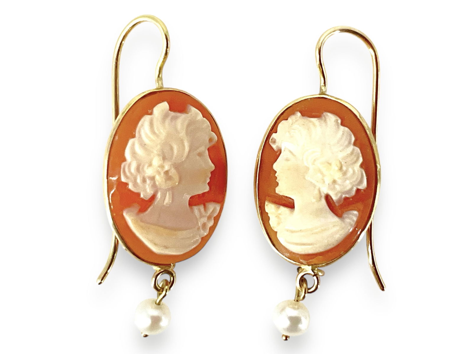 14kt Yellow Gold Cameo Drop Earrings (1 of 5)