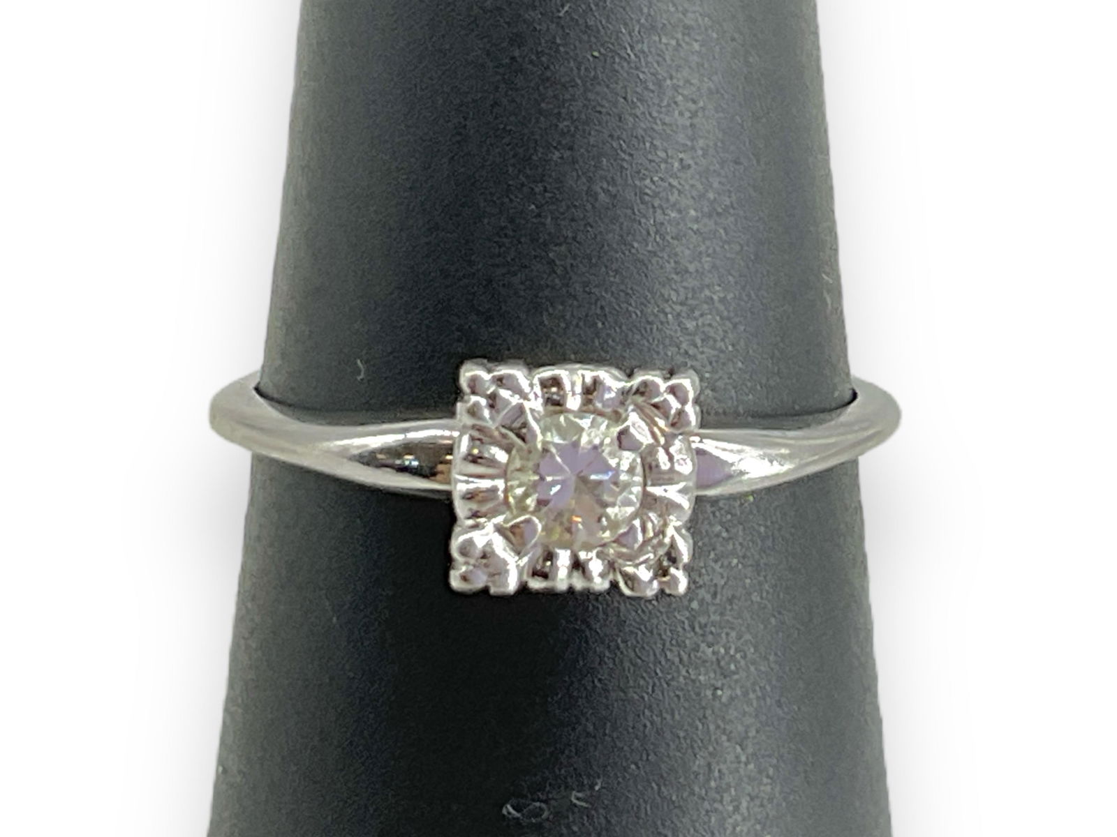 14kt White Gold and Diamond Solitaire Ring (1 of 7)