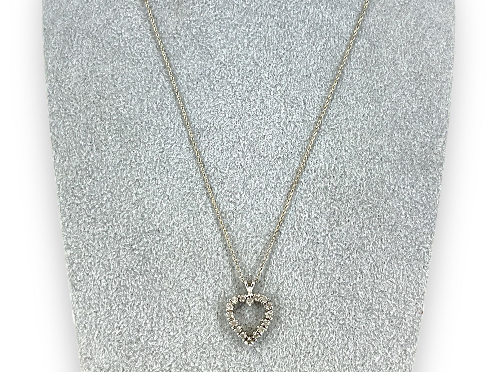 14kt White Gold Necklace With Heart Shaped Diamond Pendant (1 of 6)