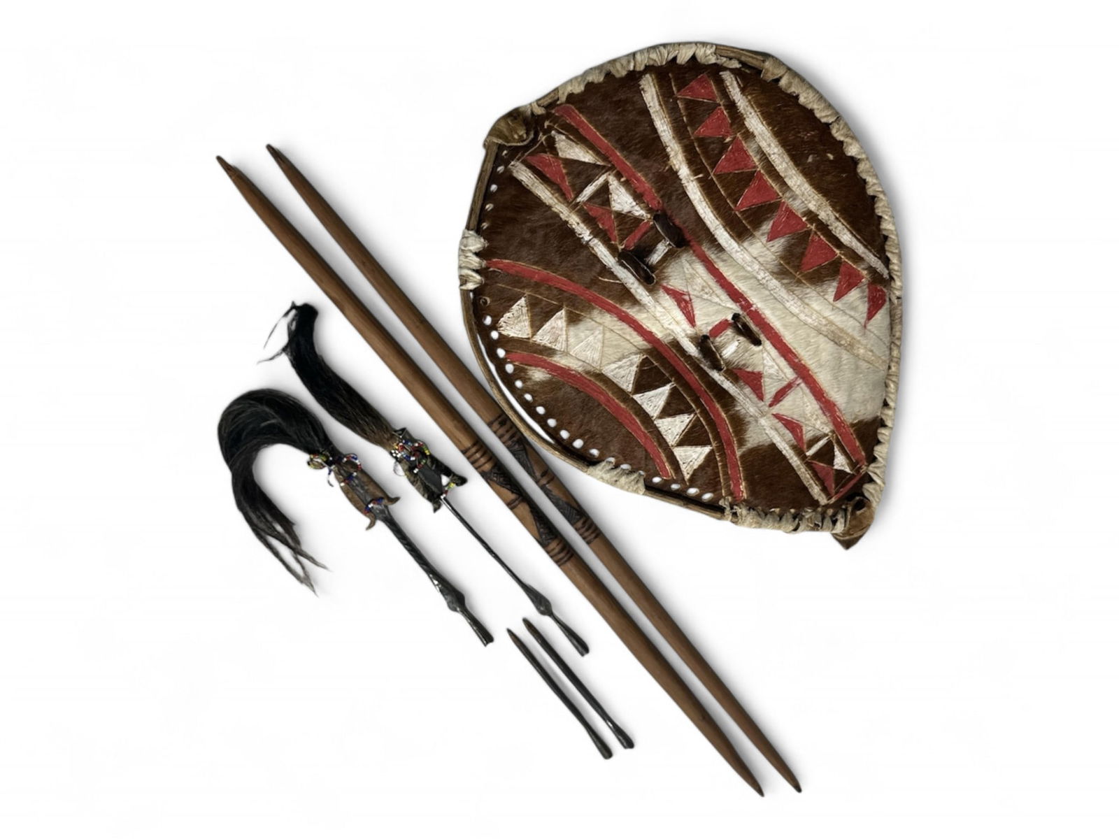 Handmade African Shield Decor with 2x Double-Ended Spears (1 of 10)