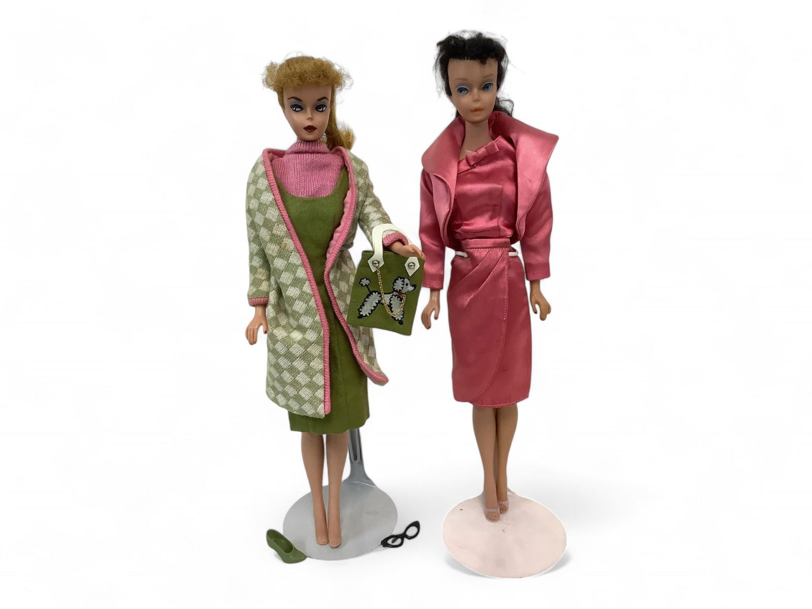 Barbie (#5) Doll Wearing Easter Parade & (# 6/7) Barbie Doll Wearing Satin & Rose: Barbie (#5) Doll Wearing Easter Parade & (# 6/7) Barbie Doll Wearing Satin & Rose(2) Barbies including (1) #5 with blond ponytail (hair may/may not been reset) - fingernails polished - no green ear -