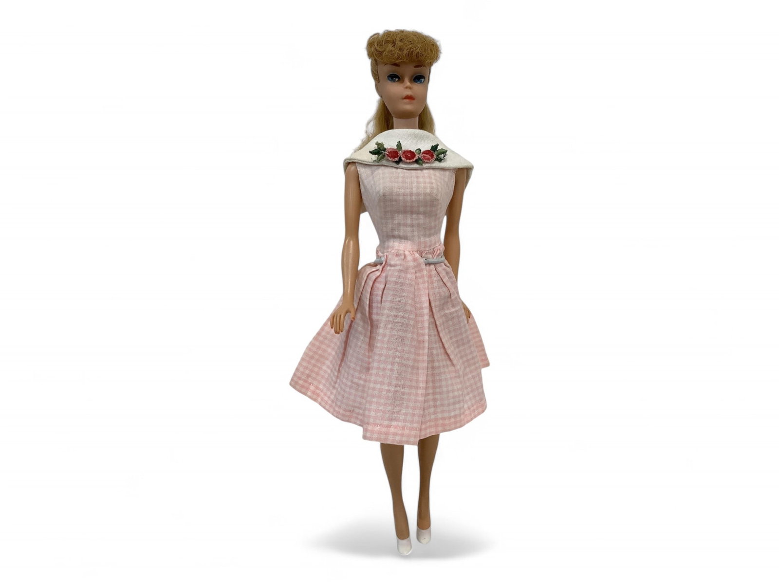 Blond Ponytail #6/7 Barbie: Blond Ponytail #6/7 Barbie (1) Ponytail Barbie including: fingernails and toes polished, no neck splits, nice hair, green ear present (1 is a dot & 1 has small amt. on it), original 'pearl' earrings, 