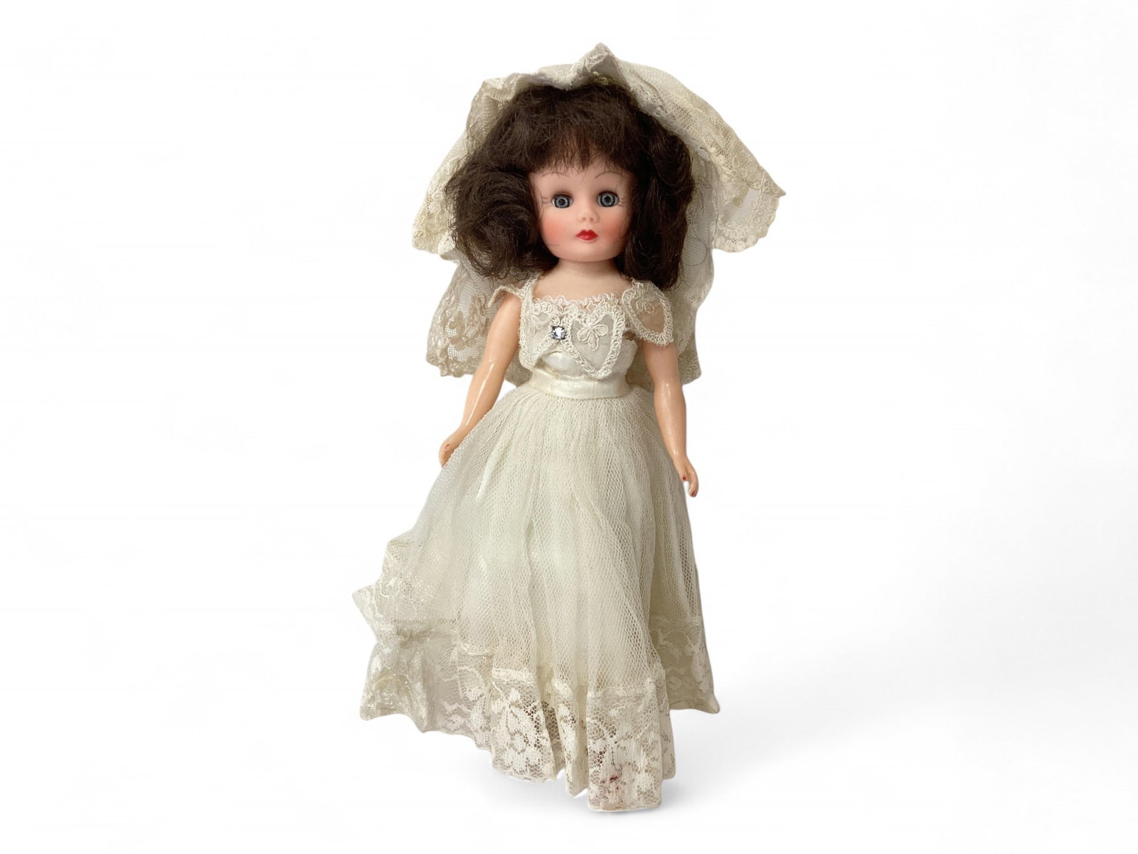 10" Cosmopolitan "Ginger" Doll: 10" Cosmopolitan "Ginger" Doll Soft plastic head with sleep eyes, hard plastic straight leg & arm body with twist waist. Marked "Ginger" on head, original clothes including bra, panties, stockings, sh