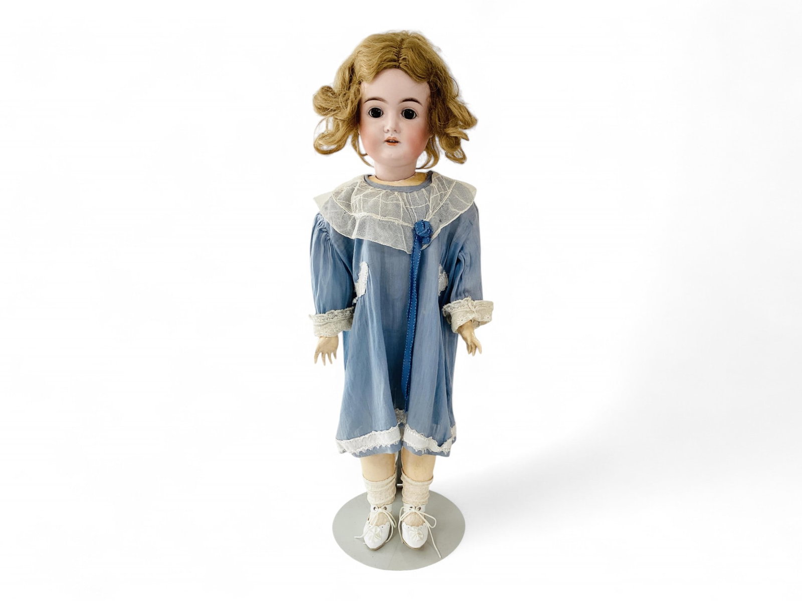 Karl Hartmann bisque socket head girl.: Karl Hartmann bisque socket head girl. 25 1/2" doll with human hair wig, glass sleep eyes, open mouth with teeth, jointed composition body. Bisque is good with no damage, nice finish to compositi