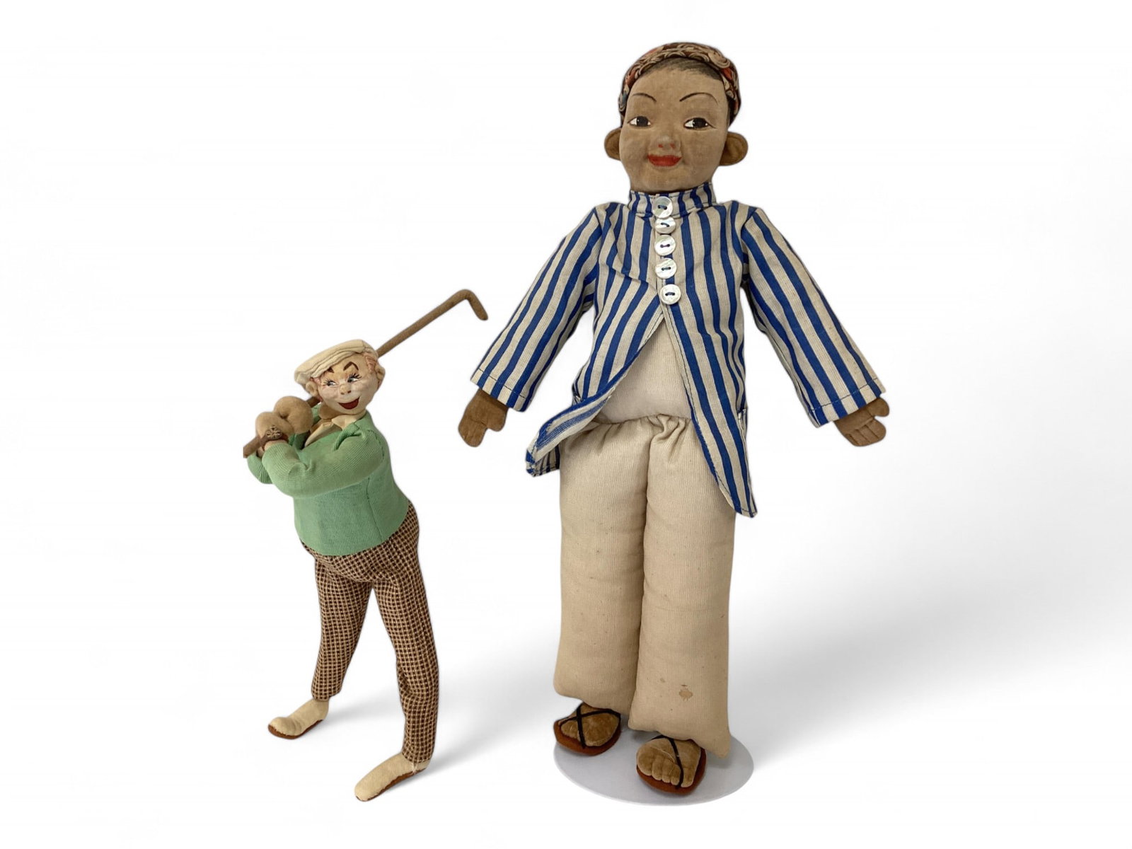 Roland Klumpe Golfer, Norah Wellings Doll: Roland Klumpe Golfer, Norah Wellings Doll 9" Klumpe doll has painted cloth face, formed axial features, with molded felt body, felt wrapped wire golf club, applied ears, cloth & felt shoes & golf pant