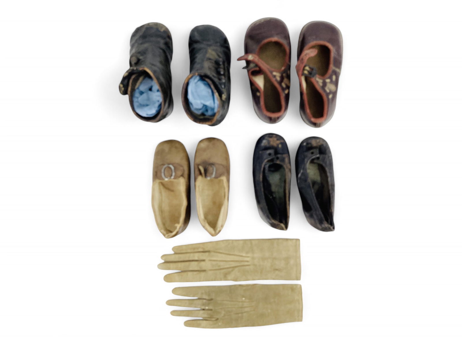 (4) Pairs Antique Children's Shoes and Leather Gloves. (1 of 3)