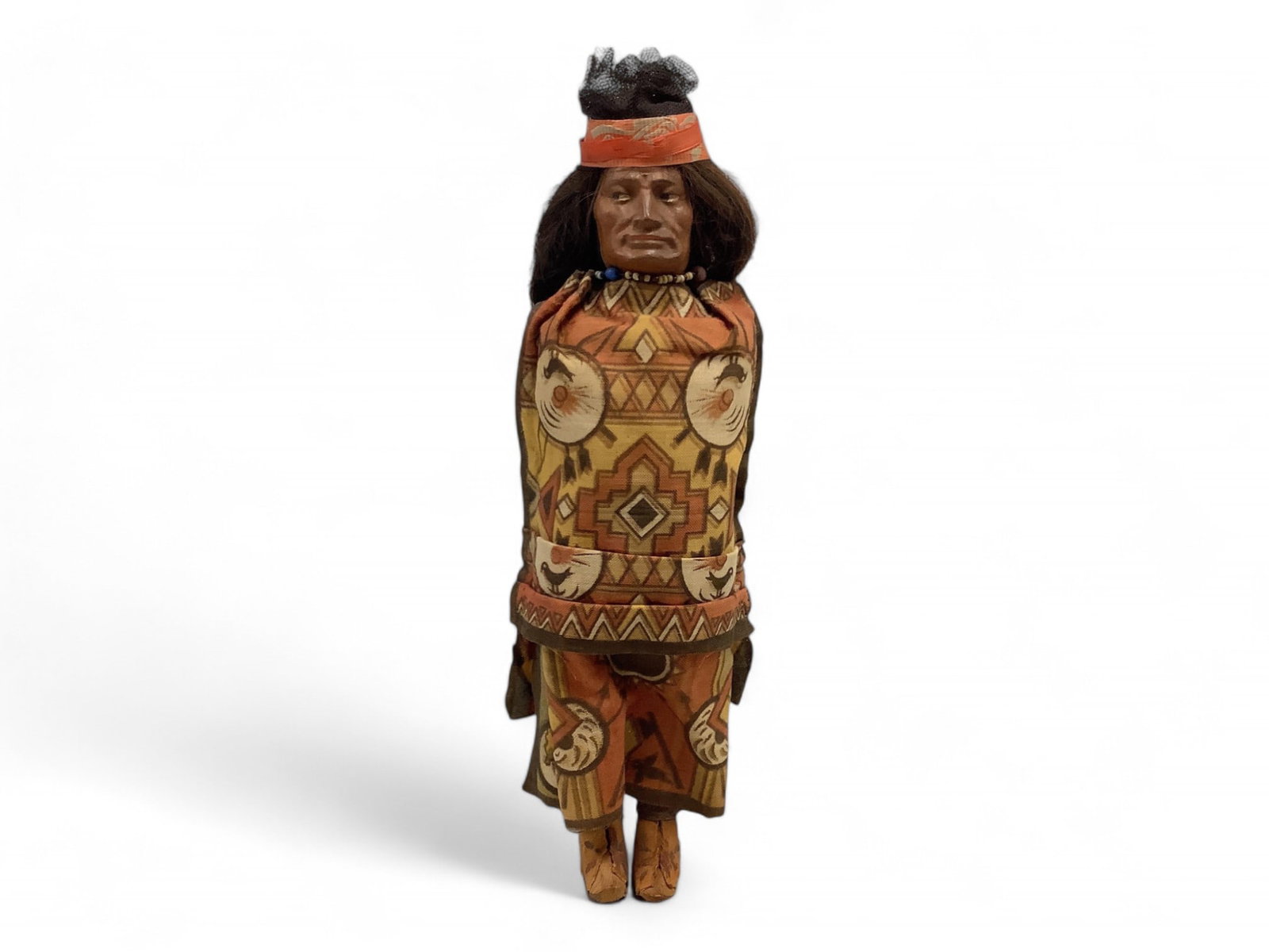Antique Skookum Doll: Antique Skookum Doll Body made of straw . Horse hair. Wood feet 14" tall.