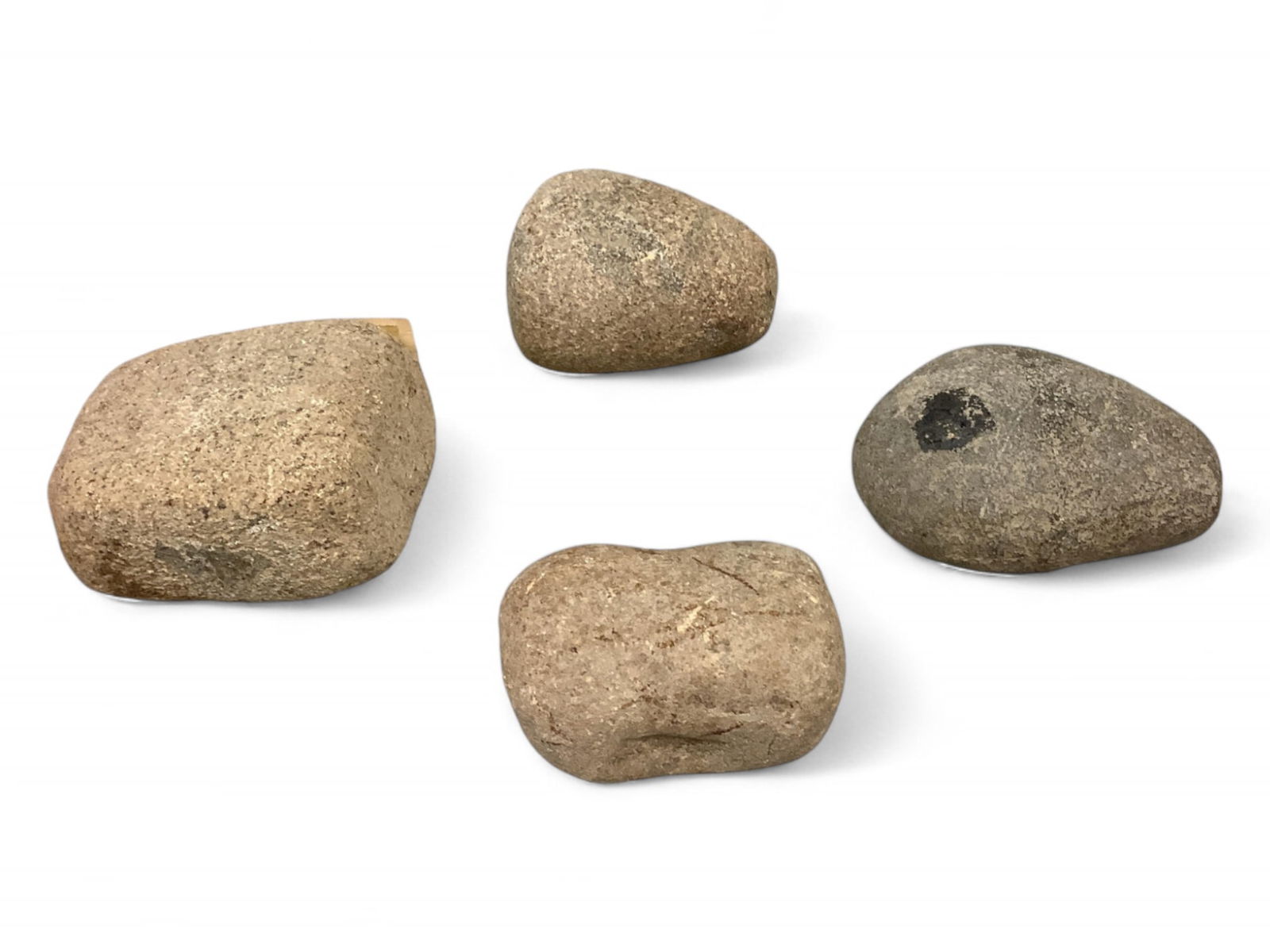 (4) Prehistoric American Indian Stone Artifacts - Grinders, Lap Stone, Pestle (1 of 2)