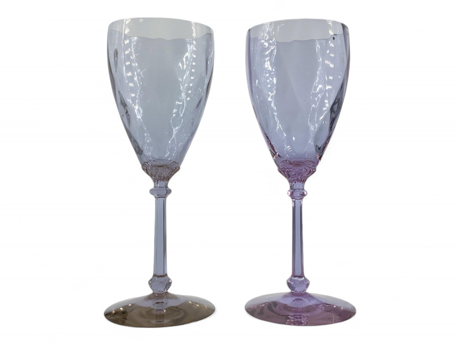 Heisey pair #3380 Old Dominion goblet alexandrite diamond optic H: Heisey pair #3380 Old Dominion goblet alexandrite diamond optic H