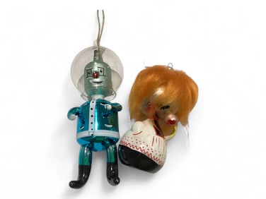 DeCarlini Spaceman and Orange Haired Figure Ornaments Made in Italy