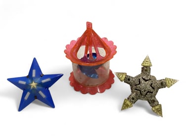 2 Working Star Lights & a Pink Spinner Ornament