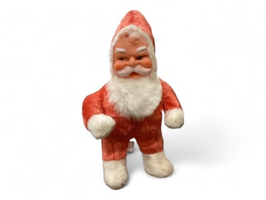 17" Vintage Santa, Plastic Face, Stuffed Body