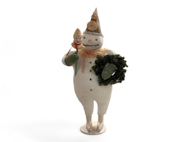 Unique Vintage Style Artisan Snowman and Christmas Tree