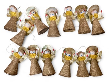 Gold Glitter Angels with Spun Cotton Heads