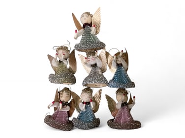 Vintage Wire Wrapped Christmas Angels with Spun Cotton Head
