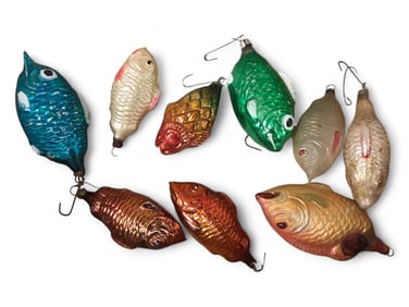 Vintage Glass Fish Ornaments